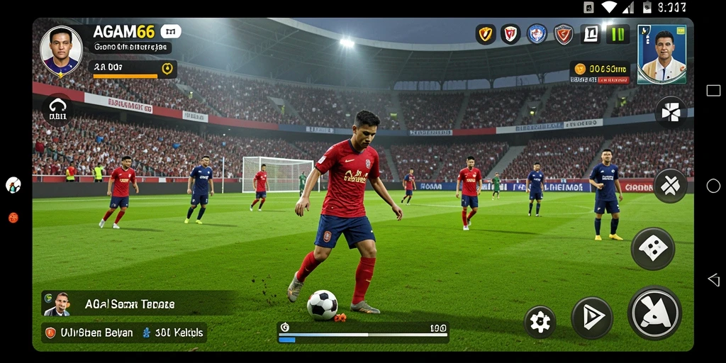 Screenshot AGAM66 menampilkan aksi seru di lapangan sepak bola.