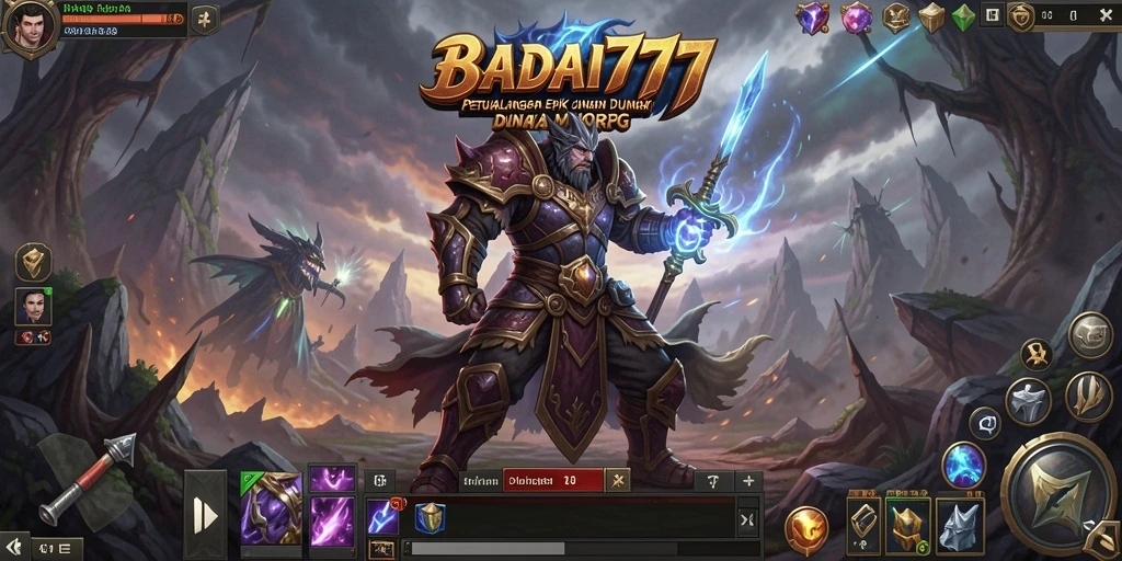 Screenshot gameplay BADAI777 yang menampilkan aksi pertarungan MMORPG.