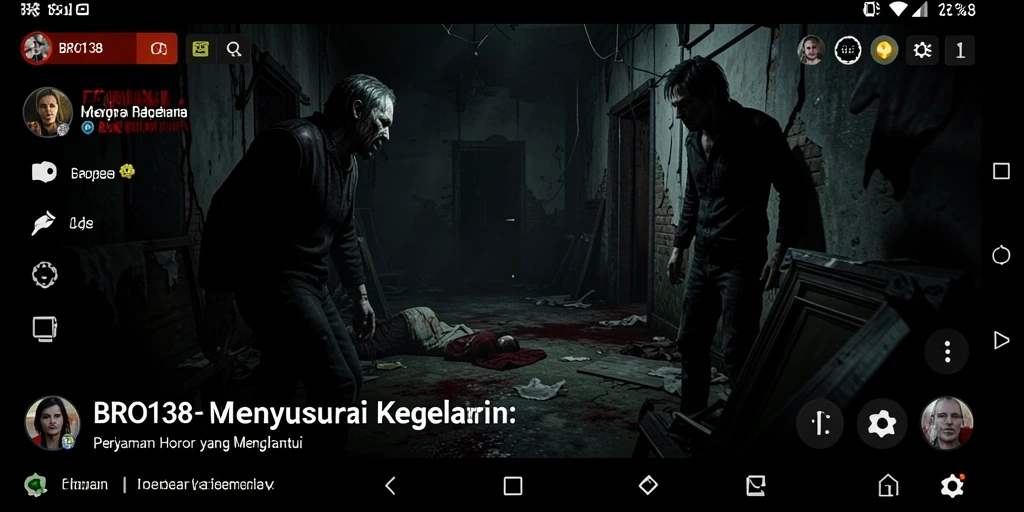 Screenshot gameplay menampilkan karakter menjelajahi lingkungan horor yang menyeramkan.