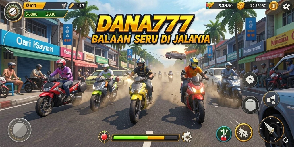 Screenshot gameplay DANA777 menampilkan aksi balapan mendebarkan.
