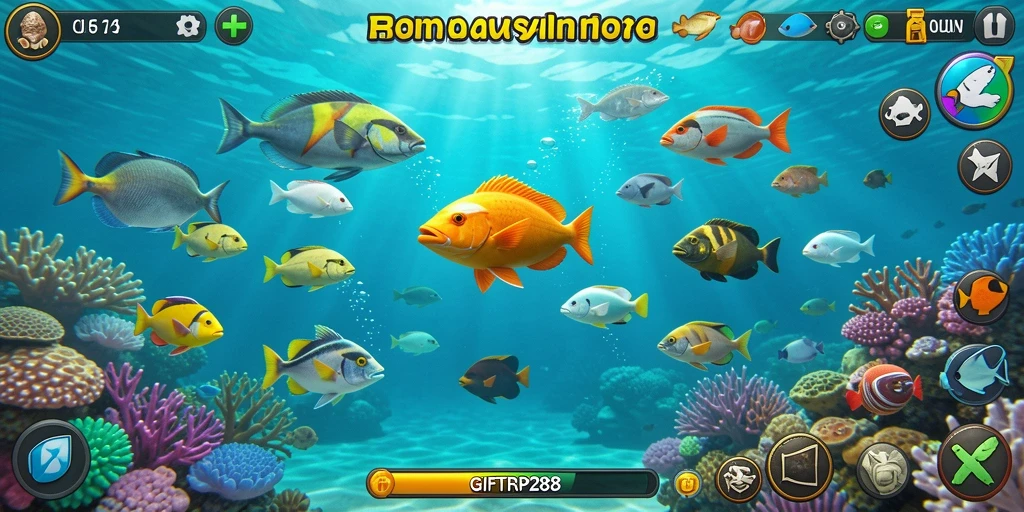 Tampilan gameplay seru dari GIFTRP288 saat menembak ikan.