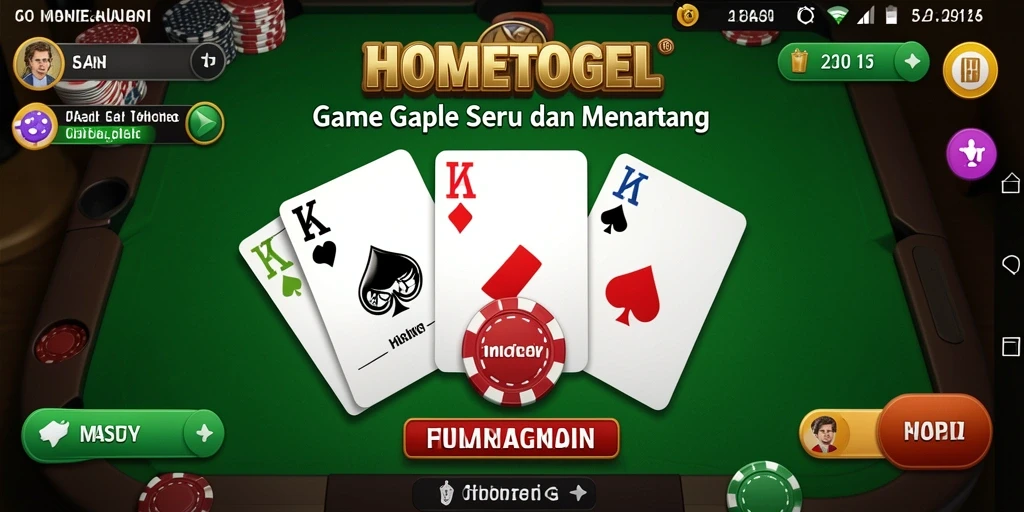 Screenshot gameplay HOMETOGEL menampilkan suasana bermain Gaple yang seru.