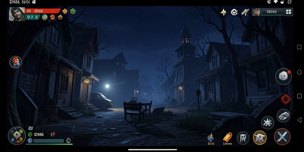 Tampilan gameplay menegangkan dalam IDX66 dengan suasana misterius.