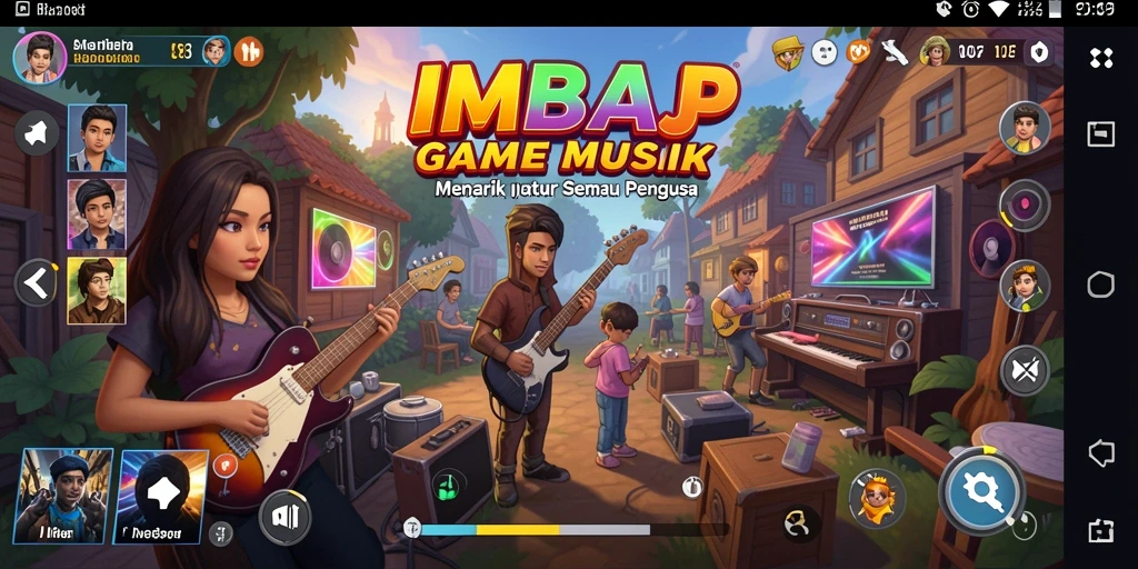 Tampilan gameplay IMBAJP dengan berbagai lagu musik.