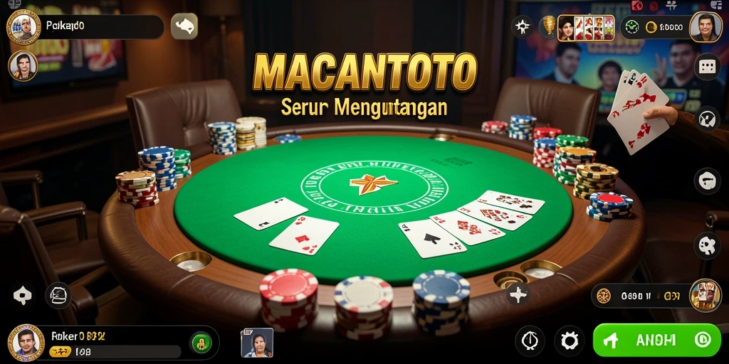 Gameplay poker seru di aplikasi MACANTOTO dengan tampilan yang menarik.