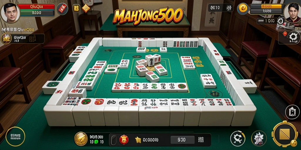 Gameplay seru MAHJONG500 dengan pemain aktif.