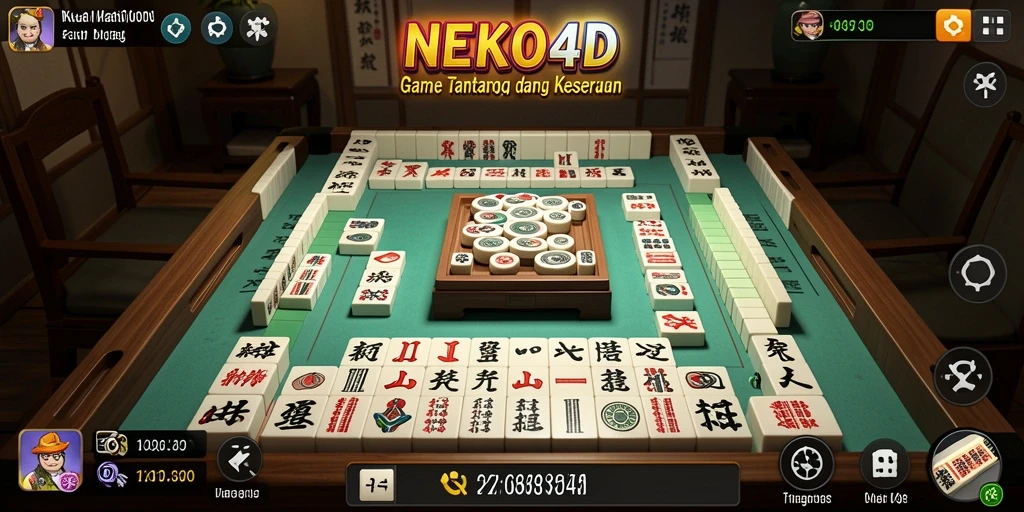 Screenshot utama NEKO4D menampilkan gameplay Mahjong yang menarik.