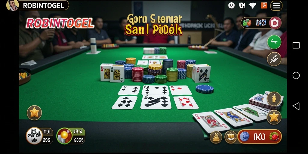 Tampilan seru gameplay Gaple di ROBINTOGEL.