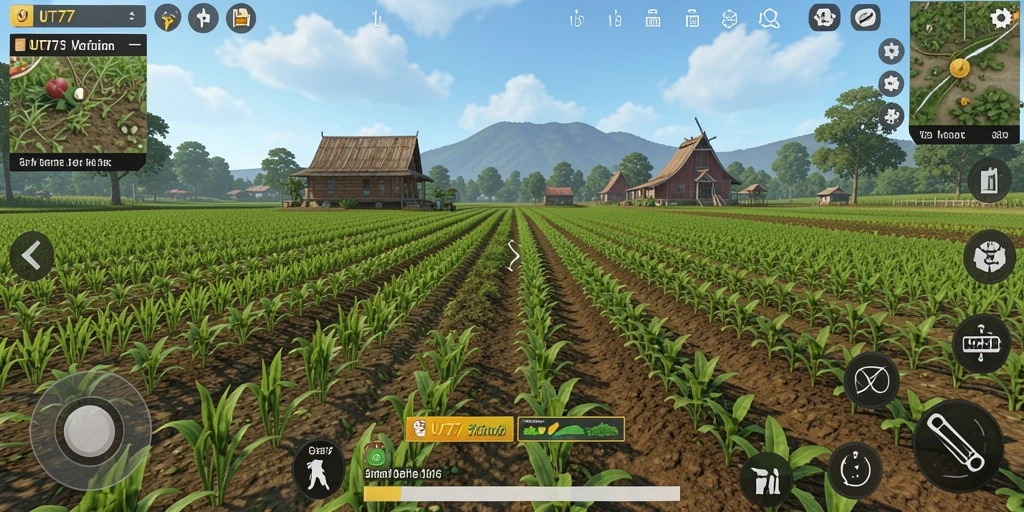 Tampilan menarik dari gameplay UT77 yang menampilkan aktivitas bertani.